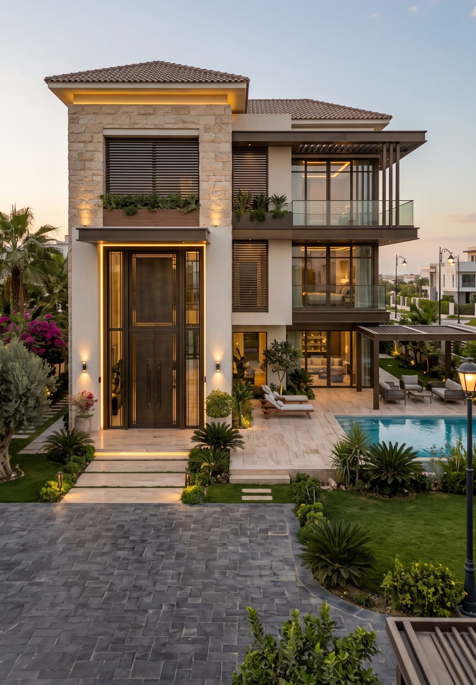 فيلا فاخرة بتصميم معمارى عصرى وأعمال خشبية وتشطيبات متنوعة